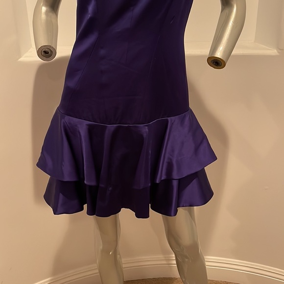 Karen Millen Sleeveless Tiered Royal Blue Drop Waist Mini  Dress Cocktail Size 8 - Picture 6 of 13